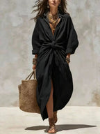 Isabella | Women’s Shirt Dress | Tie Front Midi Length-Pick NewYork