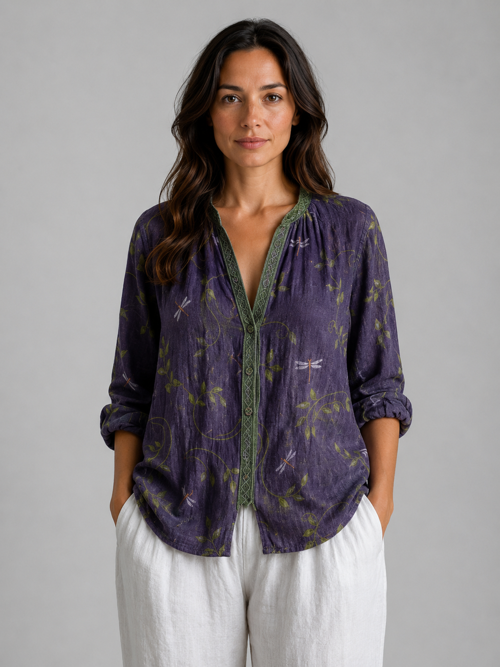 Isadora | Women's Printed Blouse | Long Sleeve Casual Top-Women Blouse-Pick NewYork