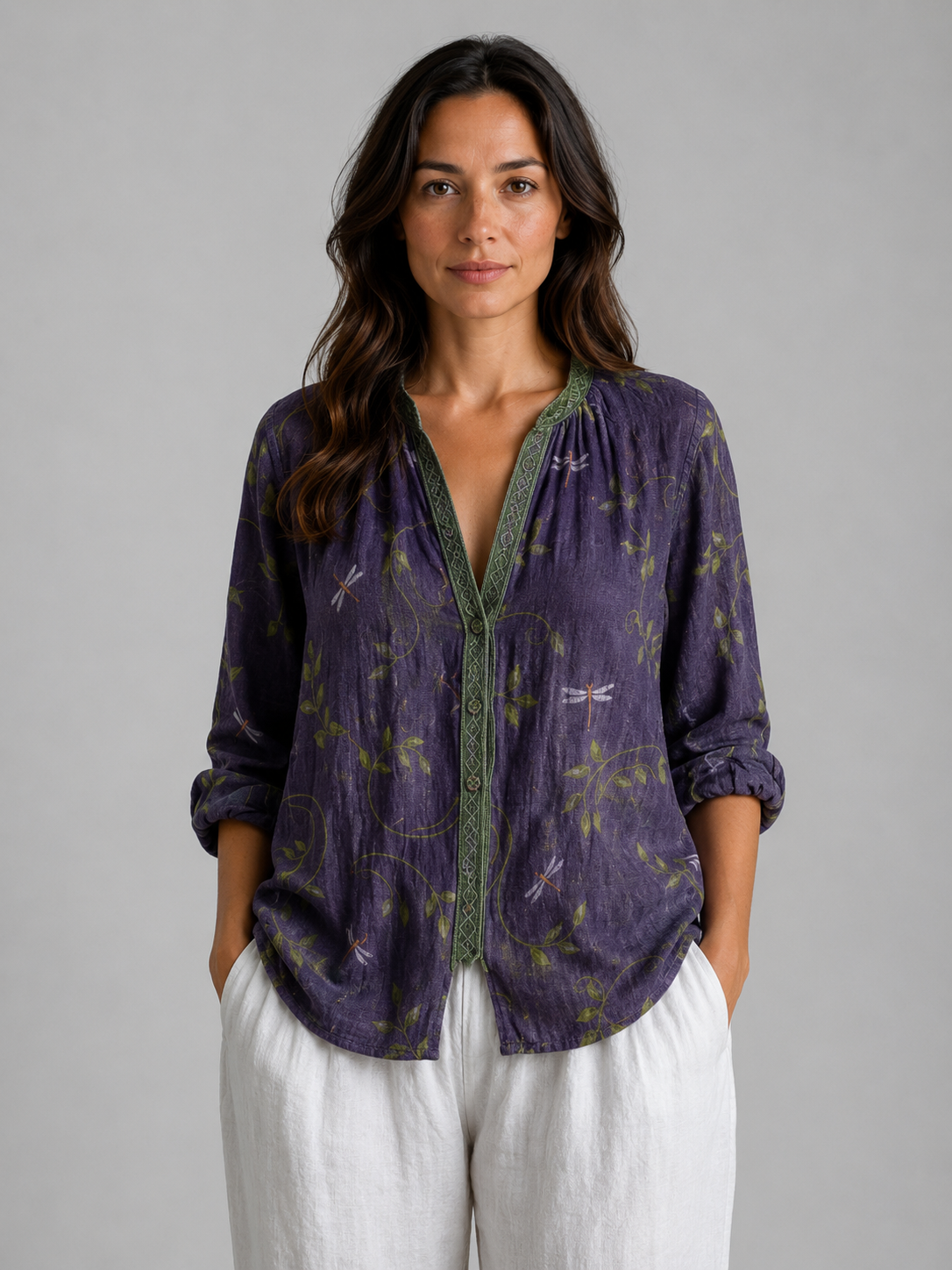 Isadora | Women's Printed Blouse | Long Sleeve Casual Top-Women Blouse-Pick NewYork