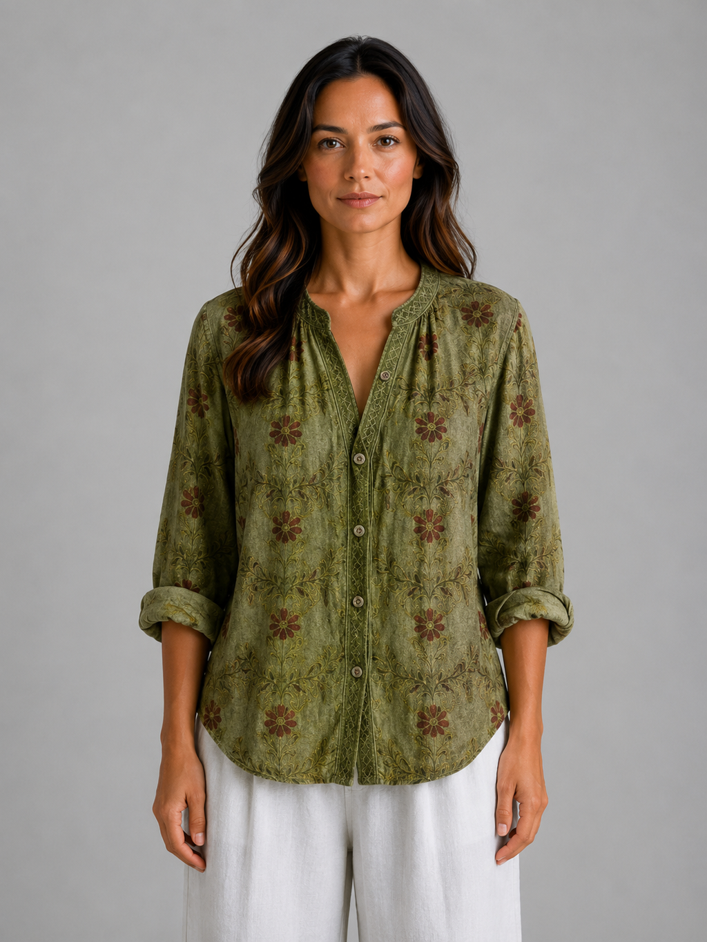 Isadora | Women's Printed Blouse | Long Sleeve Casual Top-Women Blouse-Pick NewYork