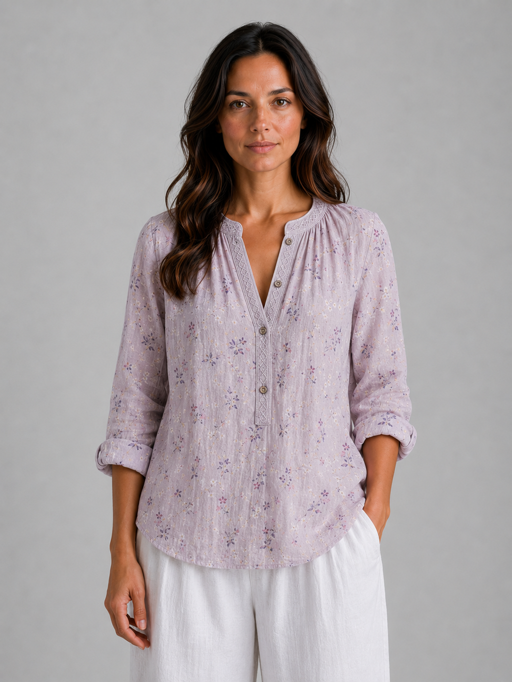 Isadora | Women's Printed Blouse | Long Sleeve Casual Top-Women Blouse-Pick NewYork