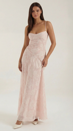 Isla | Women's Floral Applique Maxi Dress | Sweetheart Neck Wedding Guest-Women Dress-Pick NewYork