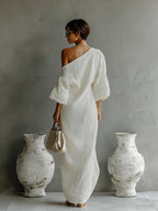Isla | Women’s One Shoulder Maxi Dress | Balloon Sleeve Resort Wear-Women Dress-Pick NewYork