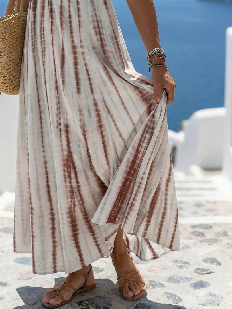 Isla | Women’s Tie Dye Maxi Dress | Sleeveless Drawstring Summer Vacation Dress-Women Dress-Pick NewYork