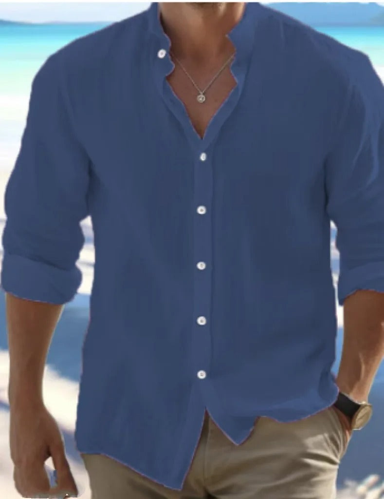 Jasper | Men’s Long Sleeve Casual Shirt | Button Front Solid Color Vacation Wear-Men Shirt-Pick NewYork
