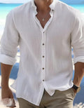 Jasper | Men’s Long Sleeve Casual Shirt | Button Front Solid Color Vacation Wear-Men Shirt-Pick NewYork