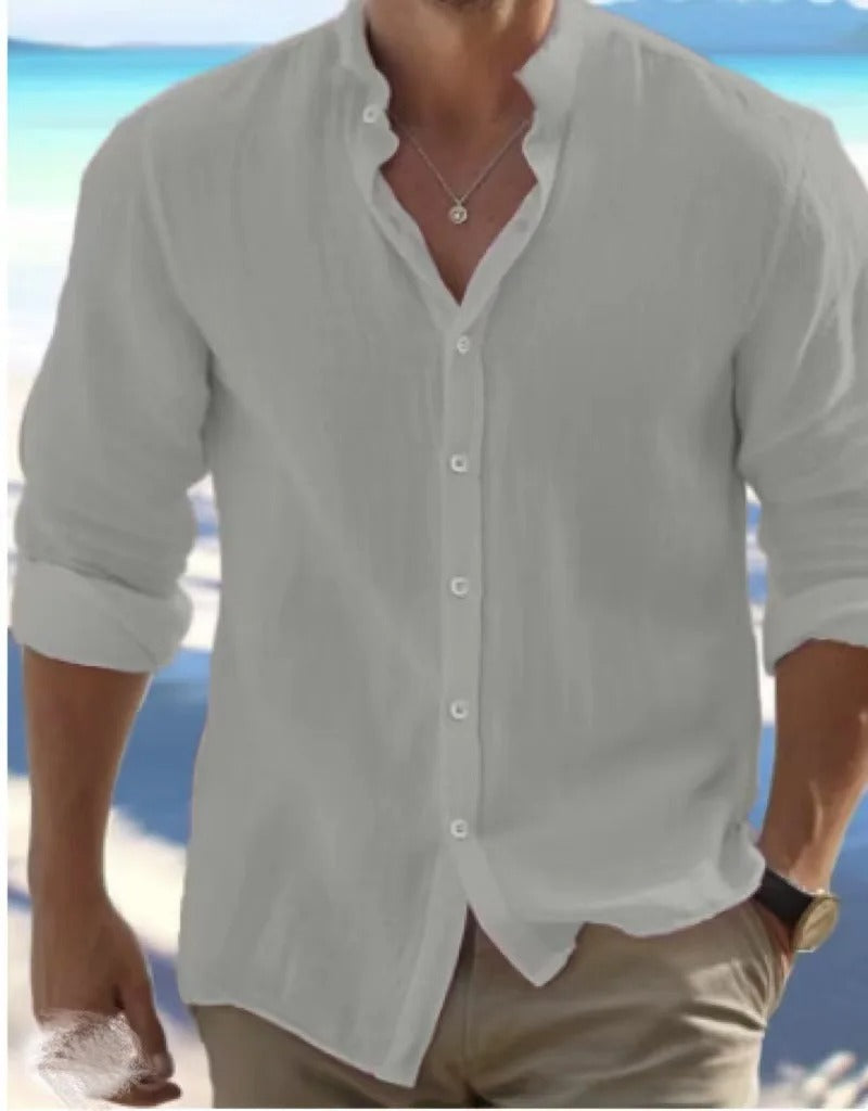 Jasper | Men’s Long Sleeve Casual Shirt | Button Front Solid Color Vacation Wear-Men Shirt-Pick NewYork