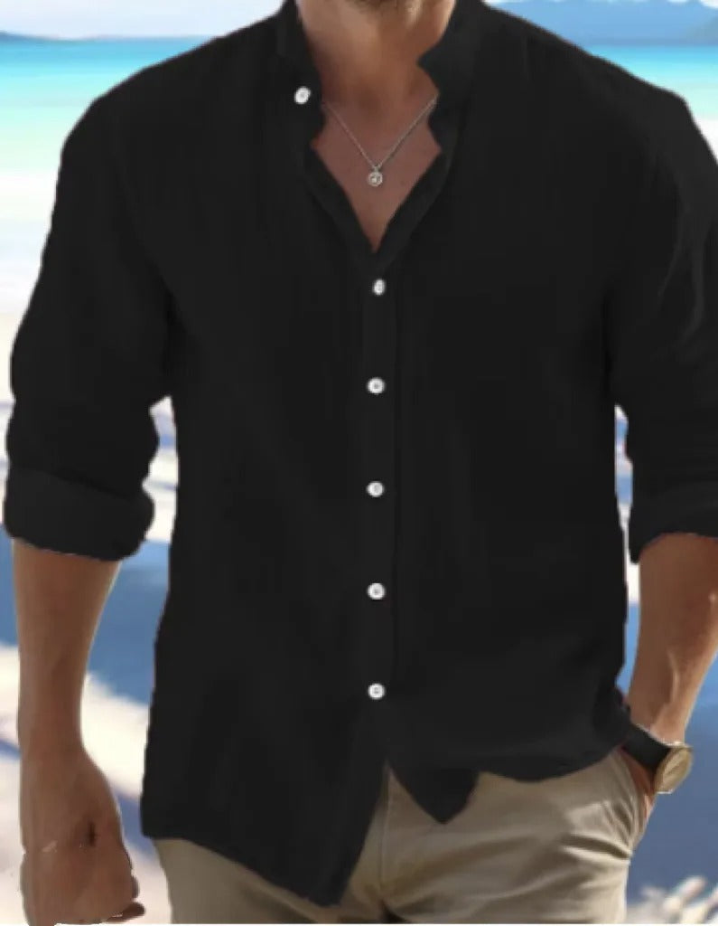Jasper | Men’s Long Sleeve Casual Shirt | Button Front Solid Color Vacation Wear-Men Shirt-Pick NewYork