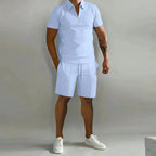 Joe | Men’s Polo Shirt and Shorts Set | Short Sleeve Drawstring Casual Wear-Men Outfit Set-Pick NewYork