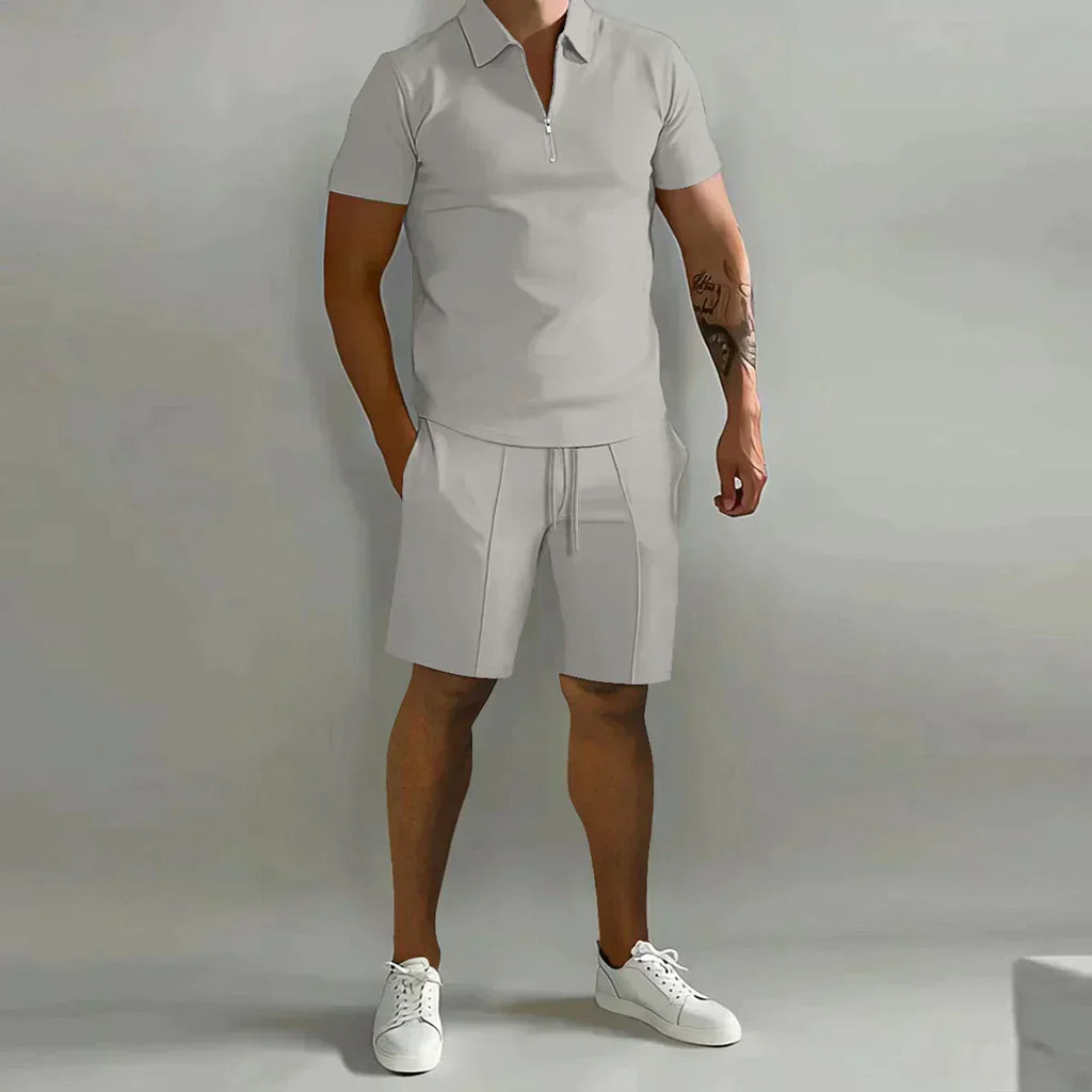 Joe | Men’s Polo Shirt and Shorts Set | Short Sleeve Drawstring Casual Wear-Men Outfit Set-Pick NewYork