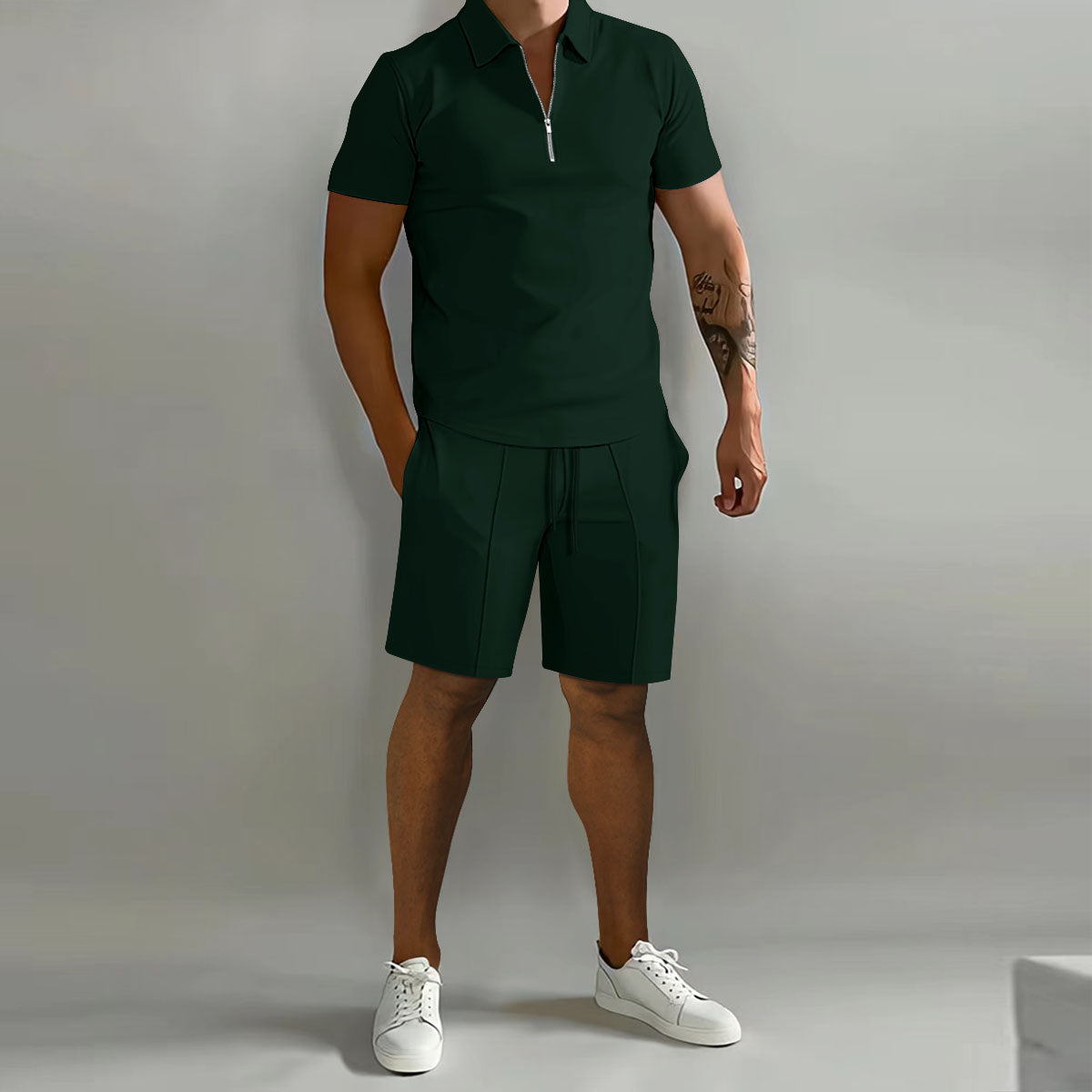 Joe | Men’s Polo Shirt and Shorts Set | Short Sleeve Drawstring Casual Wear-Men Outfit Set-Pick NewYork