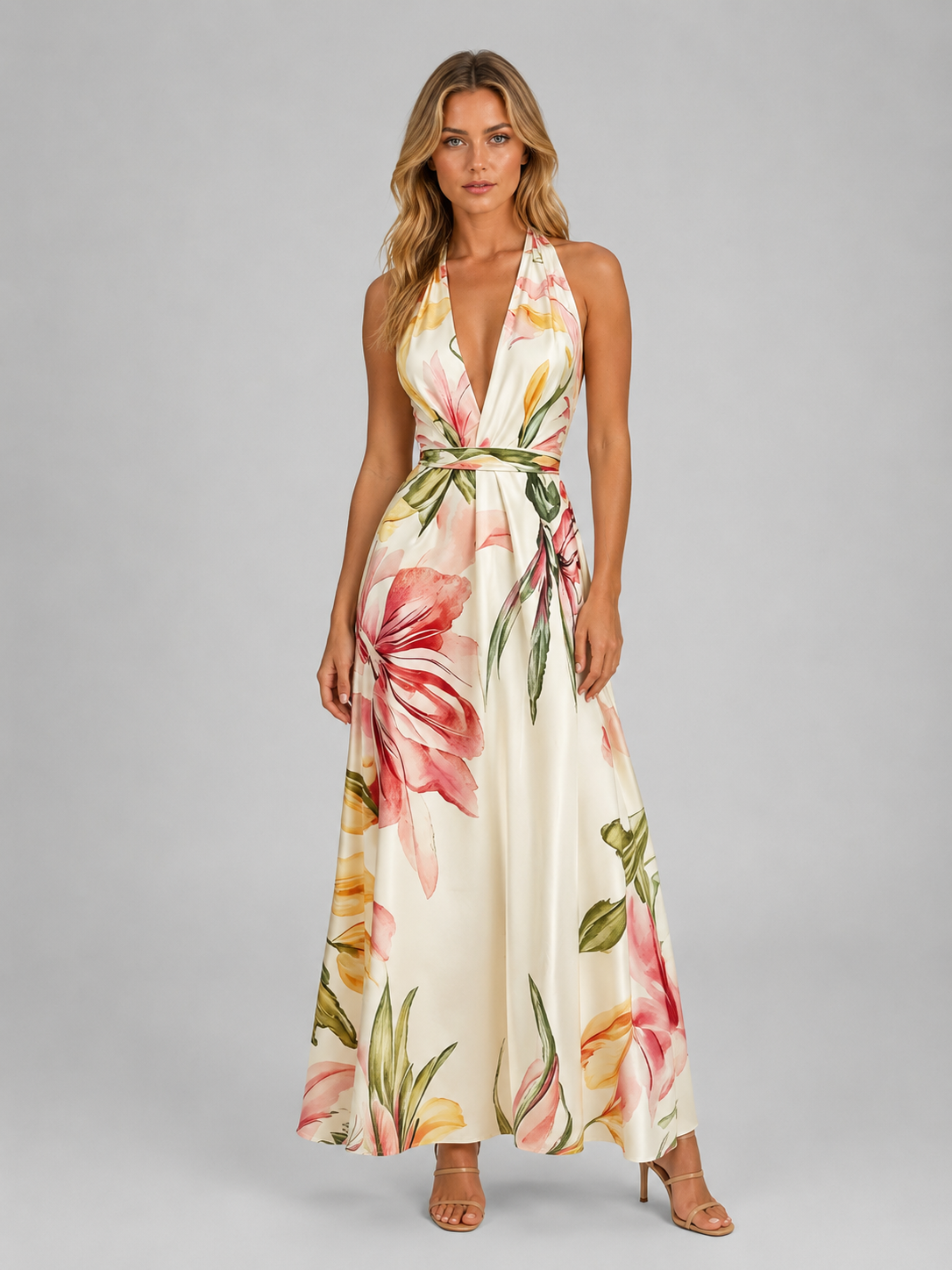 Juliette | Women's Floral Print Maxi Dress | Wrap V Neck-Women Dress-Pick NewYork