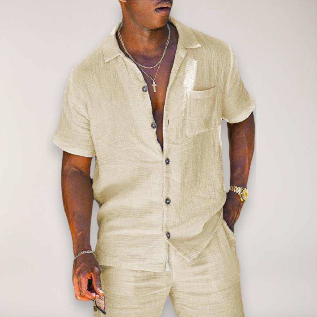 Knox | Men’s Shirt and Shorts Set | Short Sleeve Button Front Vacation Wear-Men Outfit Set-Pick NewYork