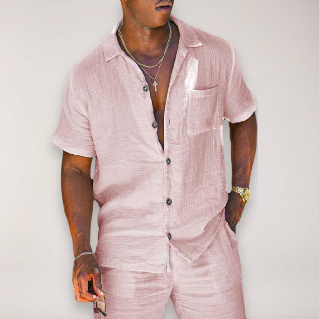 Knox | Men’s Shirt and Shorts Set | Short Sleeve Button Front Vacation Wear-Men Outfit Set-Pick NewYork