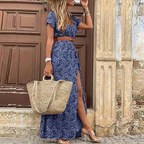Lillian | Women’s Floral Print Maxi Dress | Short Sleeve Wedding Guest-Women Dress-Pick NewYork