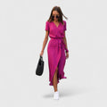 Lillian | Women’s Printed Wrap Maxi Dress | V Neck Short Sleeve-Women Dress-Pick NewYork