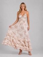 Luna | Women's Floral Print Maxi Dress | Halter Neck Ruffle Hem-Women Dress-Pick NewYork