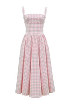 Madeline | Women’s Gingham Midi Dress | Square Neck Garden Party-Women Dress-Pick NewYork