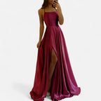 Madison | Women’s Sleeveless Solid Color Maxi Dress | Spaghetti Straps High Slit Wedding Occasion-Women Dress-Pick NewYork