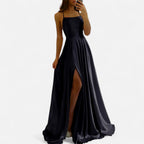 Madison | Women’s Sleeveless Solid Color Maxi Dress | Spaghetti Straps High Slit Wedding Occasion-Women Dress-Pick NewYork
