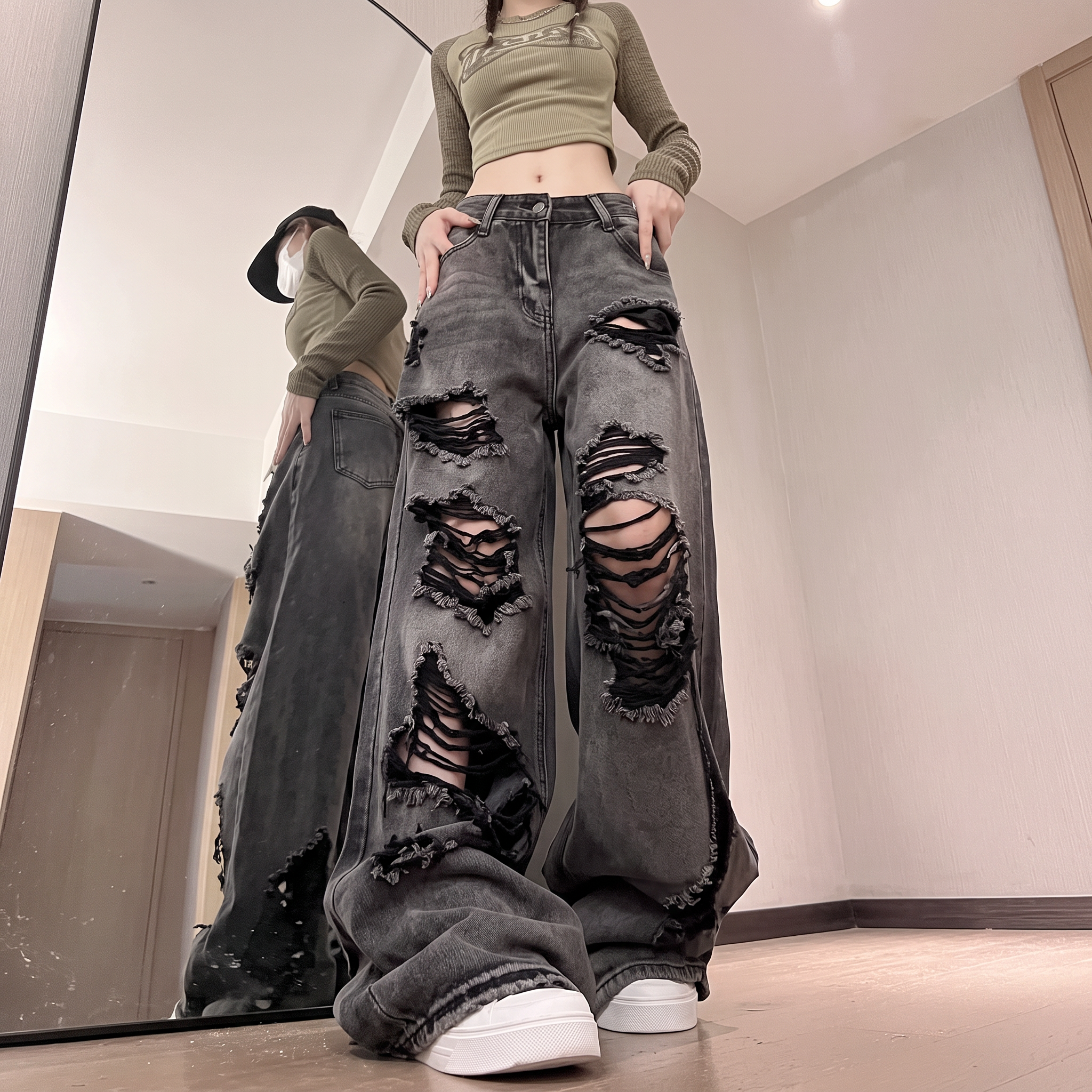 Madison | Women's Wide-Leg Jeans | Ripped Detail - PNY 