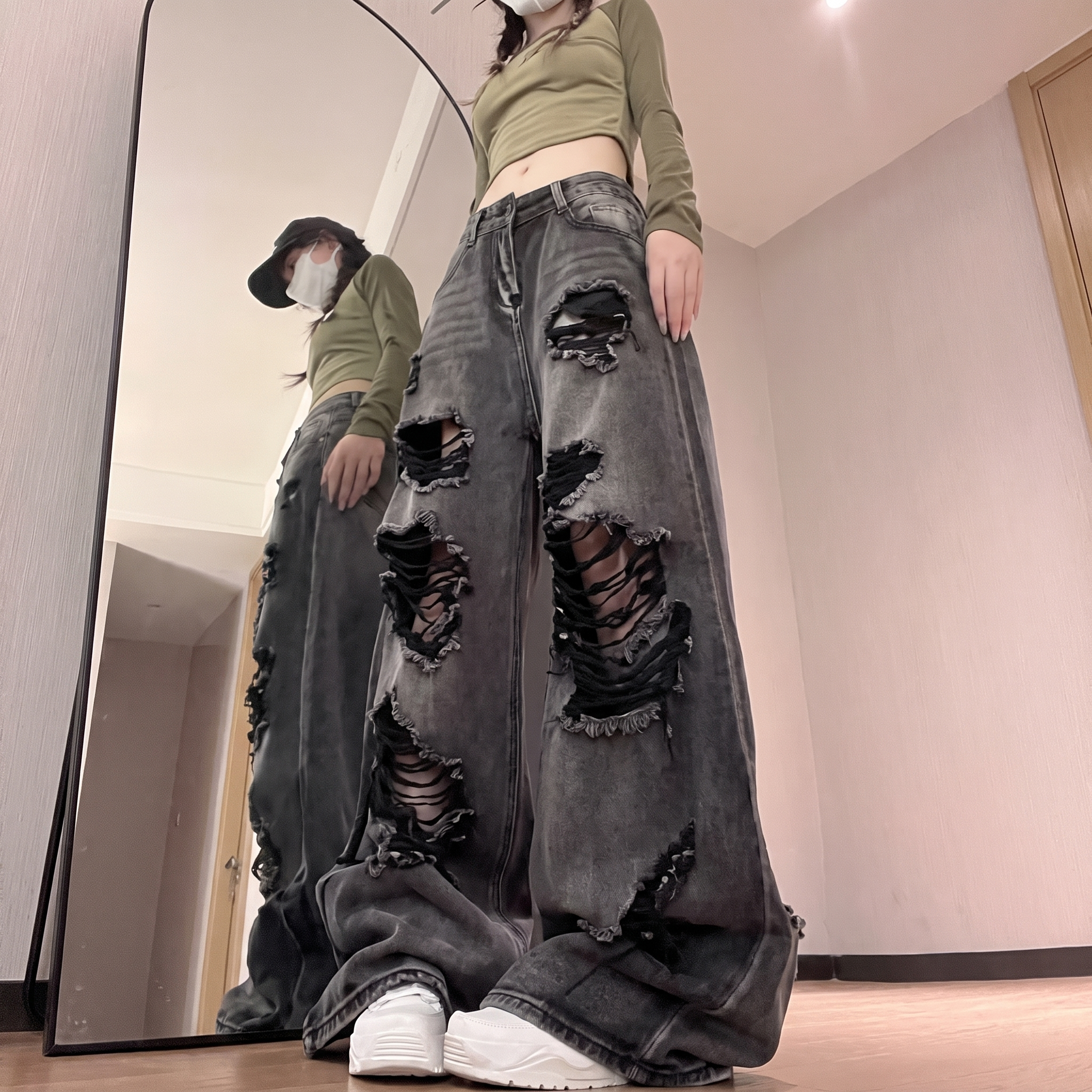 Madison | Women's Wide-Leg Jeans | Ripped Detail - PNY 