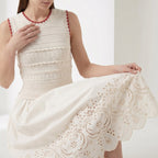 Marielle | Women's Sleeveless Midi Dress | Eyelet Hem Garden Party Dress-Women Dress-Pick NewYork
