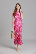 Marigold | Women's Floral Applique Maxi Dress | Wedding Guest-Women Dress-Pick NewYork