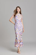 Marigold | Women's Floral Applique Maxi Dress | Wedding Guest-Women Dress-Pick NewYork