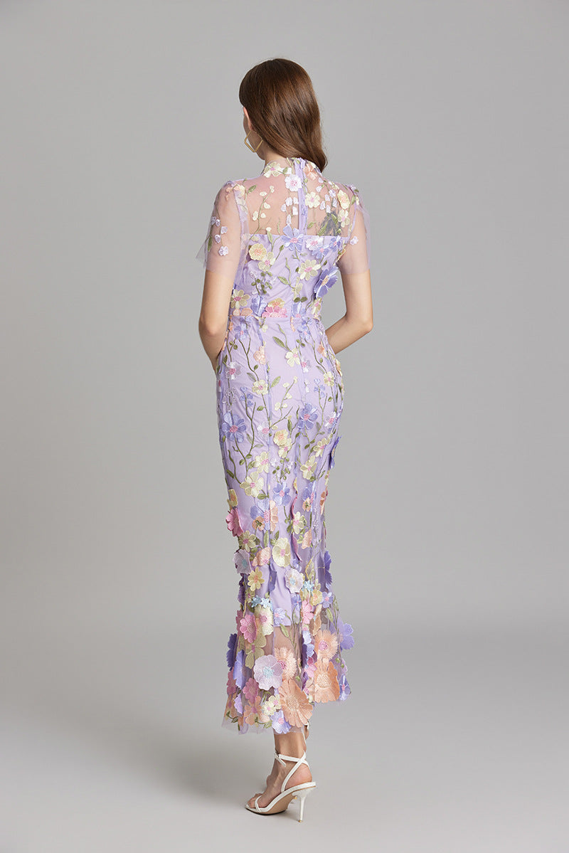 Marigold | Women's Floral Applique Maxi Dress | Wedding Guest-Women Dress-Pick NewYork