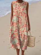 Marina | Women's Floral Print Midi Dress | Loose Fit Wear-Women Dress-Pick NewYork