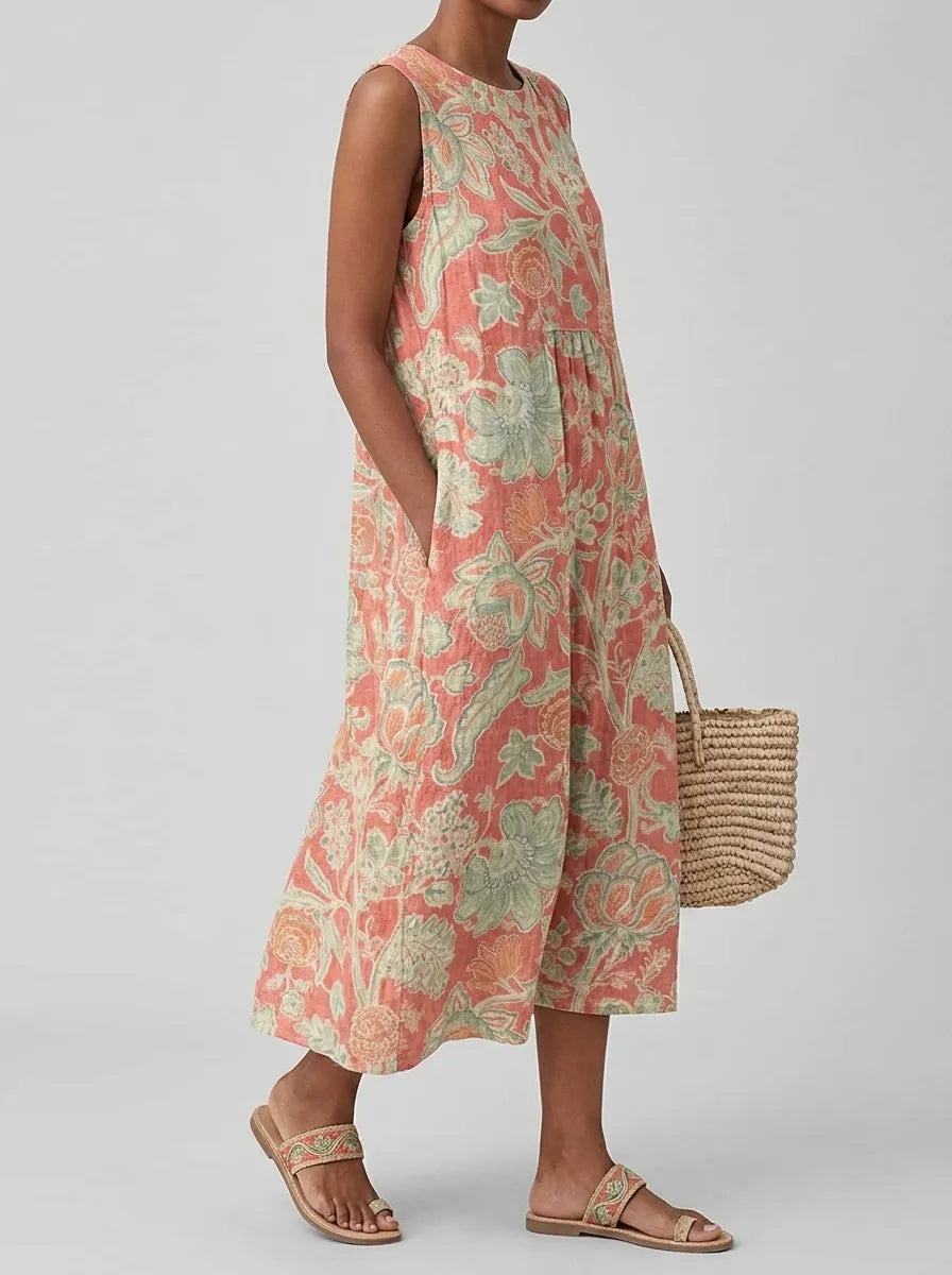 Marina | Women's Floral Print Midi Dress | Loose Fit Wear-Women Dress-Pick NewYork