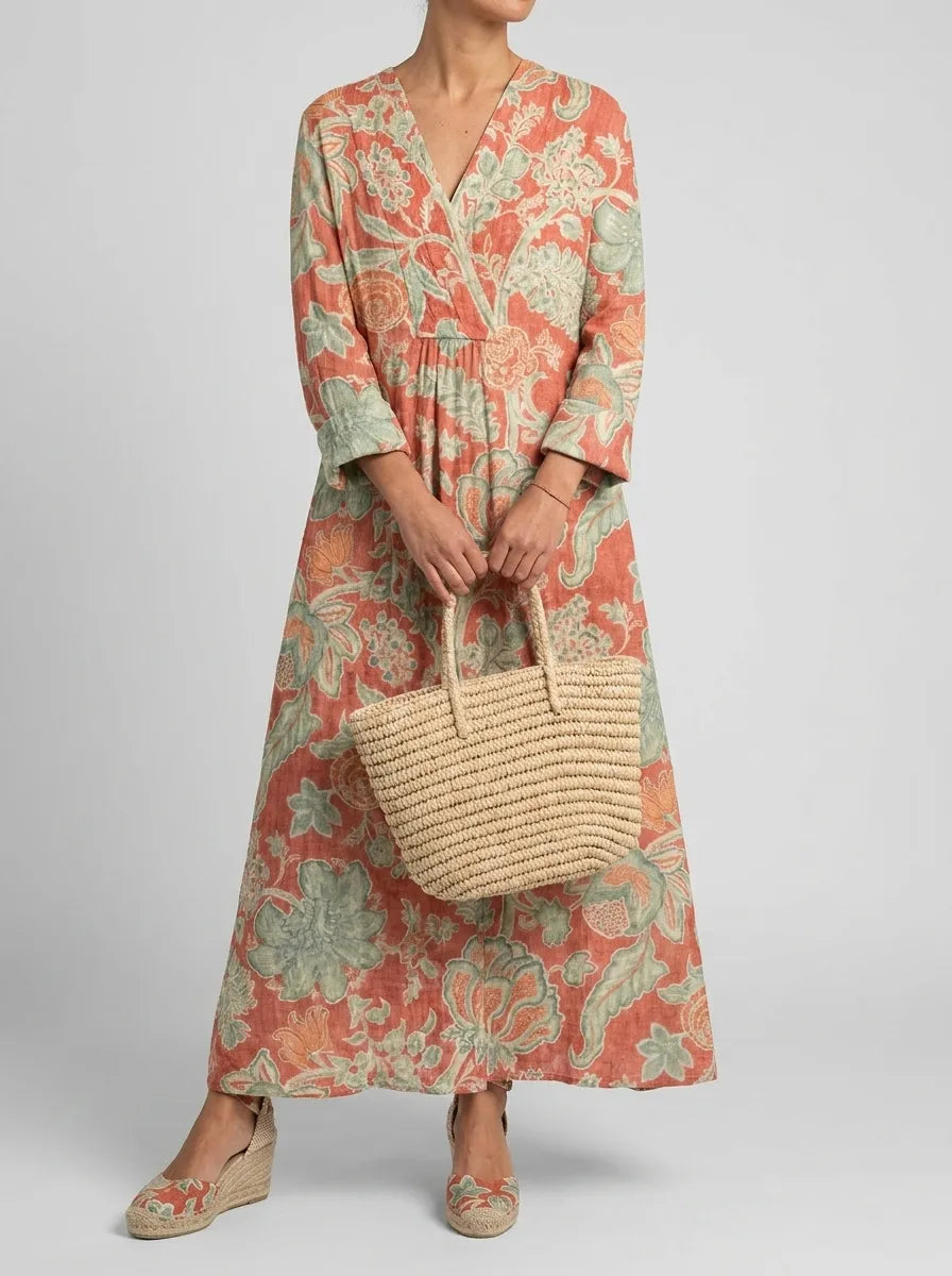 Marina | Women's Floral Print Midi Dress | Loose Fit Wear-Women Dress-Pick NewYork