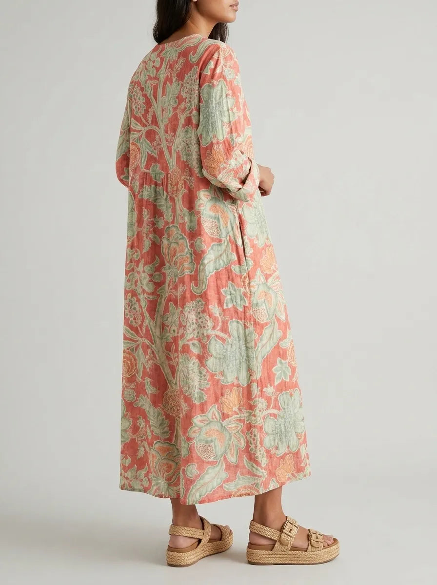 Marina | Women's Floral Print Midi Dress | Loose Fit Wear-Women Dress-Pick NewYork