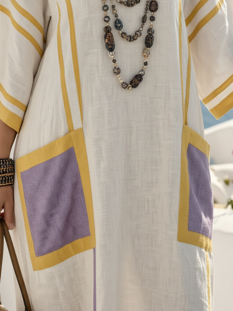 Martha | Women’s Kaftan Dress | V Neck Pocket Holiday Wear-Women Dress-Pick NewYork
