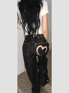 Maya | Women's Wide-Leg Jeans | Heart Print-PNY