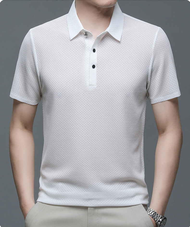 Ethan | Men's Textured Polo Shirt | Short Sleeve-Men Polo-Pick NewYork