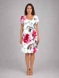 Monroe | Women's Layered Knee Length Dress | Flutter Sleeve Tiered Hem-Women Dress-Pick NewYork