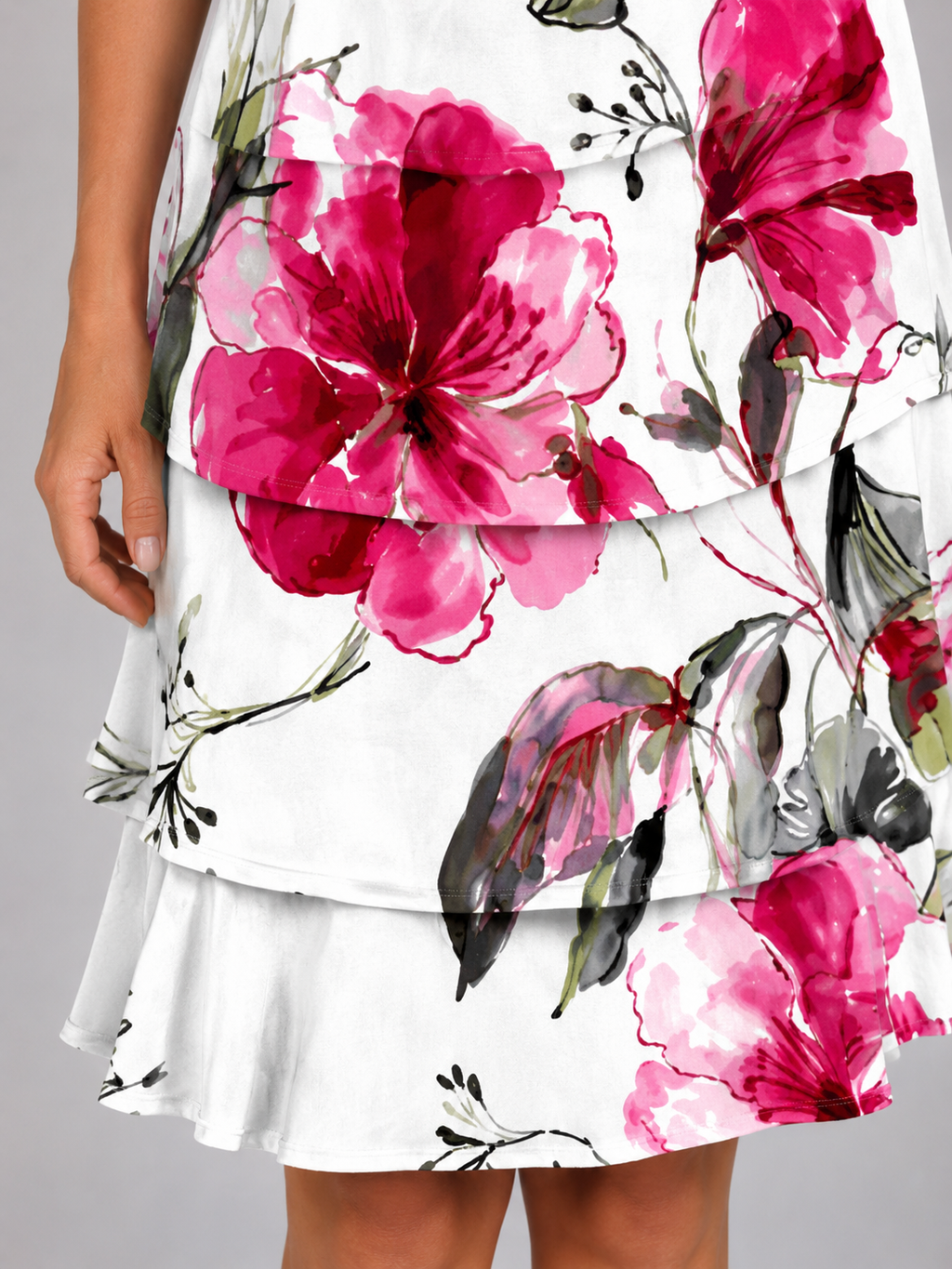 Monroe | Women's Layered Knee Length Dress | Flutter Sleeve Tiered Hem-Women Dress-Pick NewYork