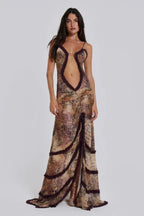 Monroe | Women’s Printed Maxi Dress | Cut Out Spaghetti Strap-Women Dress-Pick NewYork