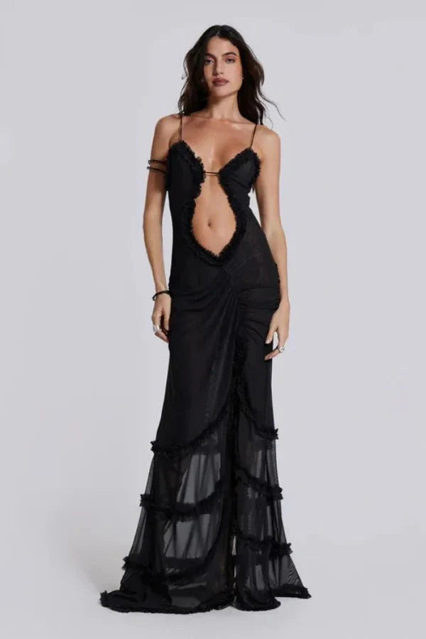Monroe | Women’s Printed Maxi Dress | Cut Out Spaghetti Strap-Women Dress-Pick NewYork