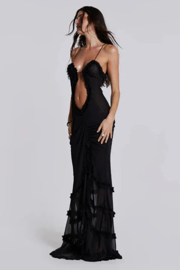 Monroe | Women’s Printed Maxi Dress | Cut Out Spaghetti Strap-Women Dress-Pick NewYork