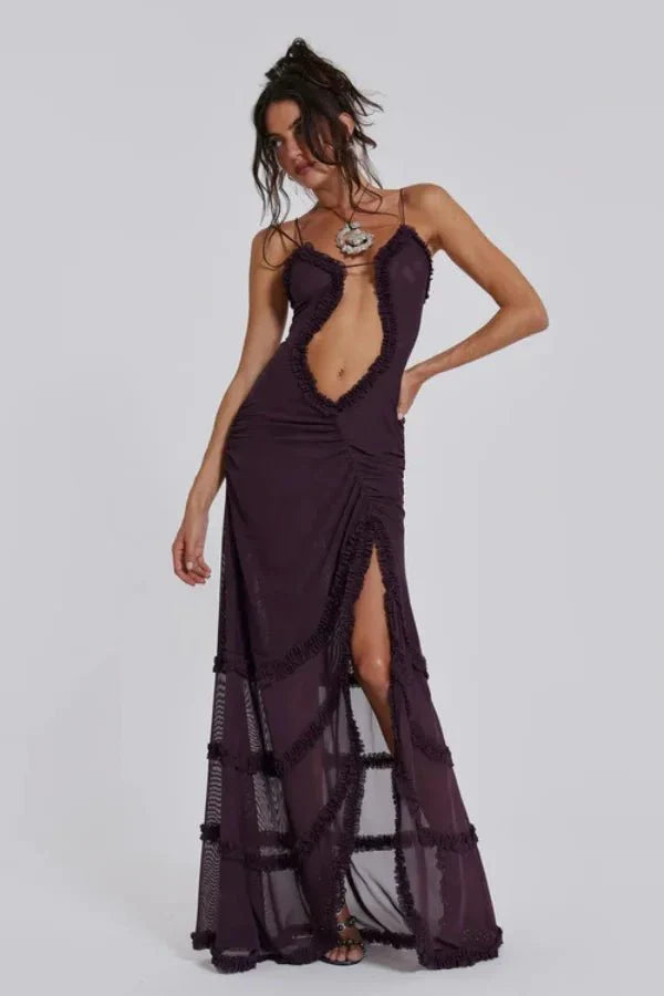 Monroe | Women’s Printed Maxi Dress | Cut Out Spaghetti Strap-Women Dress-Pick NewYork
