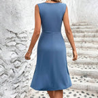 Naomi | Women’s Sleeveless Midi Dress | Wrap Front Wedding Guest-Women Dress-Pick NewYork
