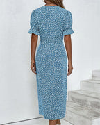 Olive | Women's Floral Print Wrap Dress | V Neck Button Front-Women Dress-Pick NewYork