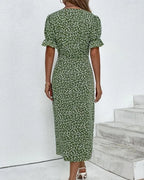 Olive | Women's Floral Print Wrap Dress | V Neck Button Front-Women Dress-Pick NewYork
