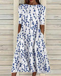 Olivia | Women's Floral Print Midi Dress | Round Neck Side Pockets-Women Dress-Pick NewYork