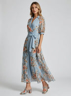 Penelope | Women's Floral Print Maxi Dress | Wrap V Neck Belted-Women Dress-Pick NewYork