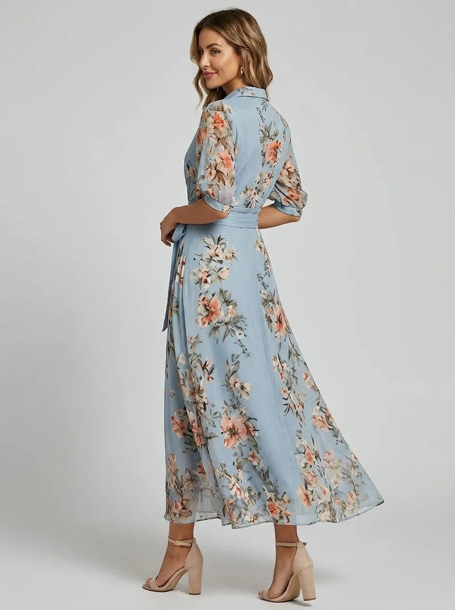 Penelope | Women's Floral Print Maxi Dress | Wrap V Neck Belted-Women Dress-Pick NewYork