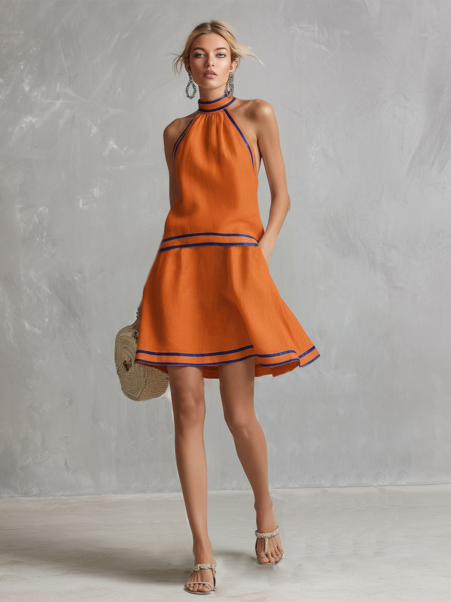 Penelope | Women’s Halter Mini Dress | Mock Neck Vacation Outfit-Women Dress-Pick NewYork